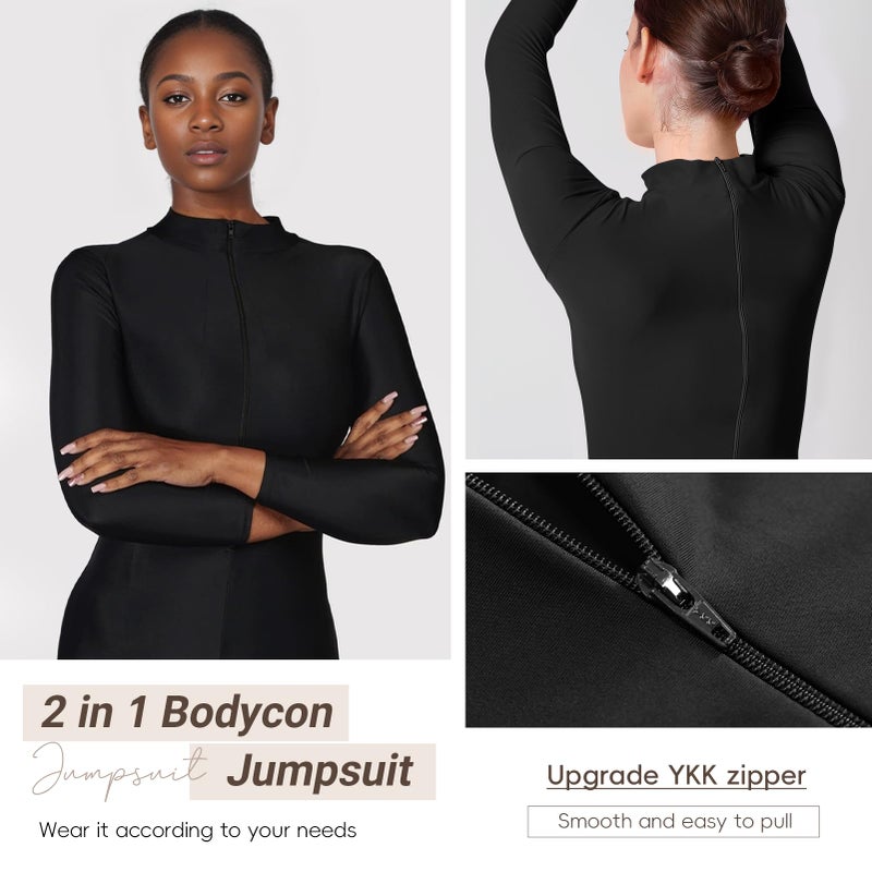 speerise Adult High Neck Zip One Piece Unitard Full Body Leotard Bodycon Jumpsuit for Women - Image 3